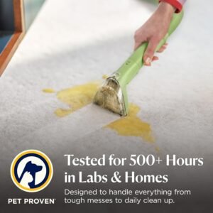 Portable deep cleaning machine lifting stains from carpet and upholstery