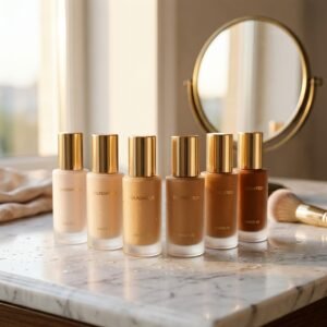 foundation bottles with various shades