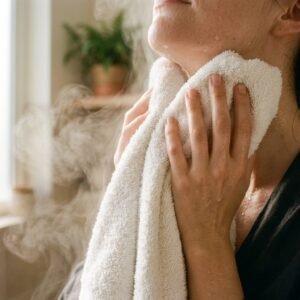 patting face dry with soft towel